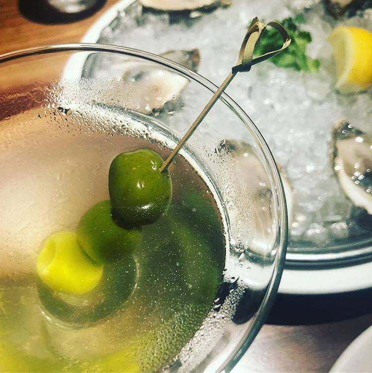 martini and oysters